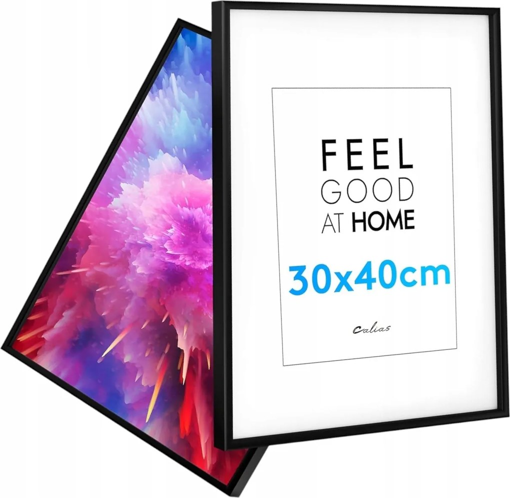 Calias képkeret 30x40 cm fekete fa plexi törhetetlen 1db