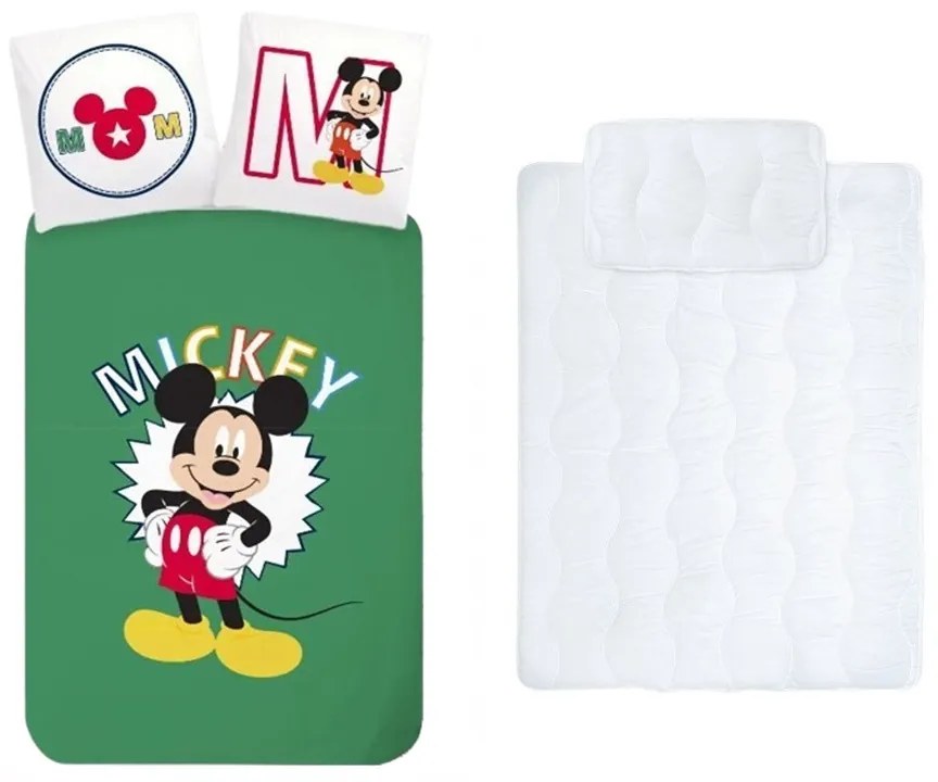 Disney Mickey gyerek, ovis ágyneműhuzat és paplan/párna szett 100x135 cm 40x60 cm