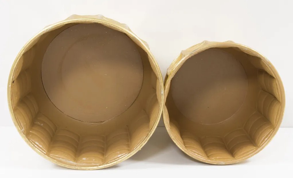 2 db-os fém kaspó készlet, arany fém 23,5x33,5x33,5cm