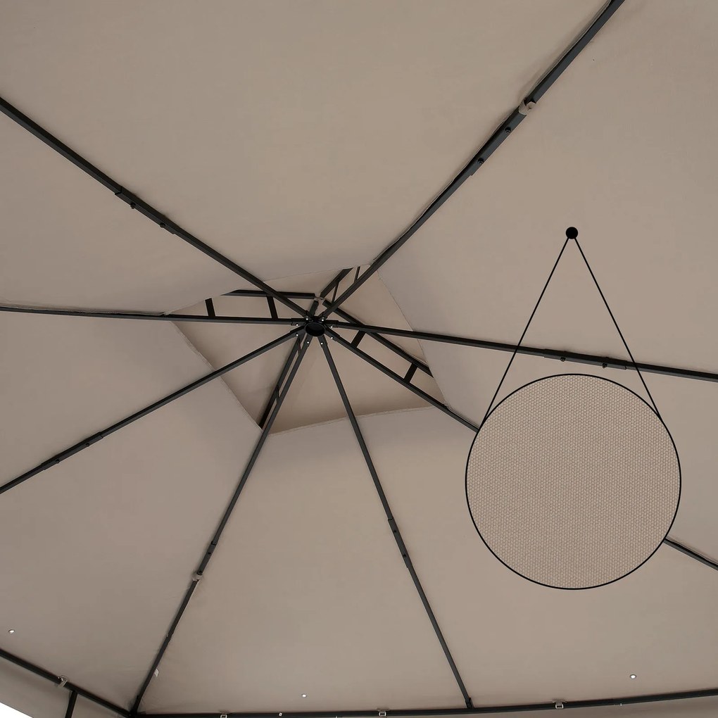 Casaria® Lorca kerti pavilon 3x3 m - taupe