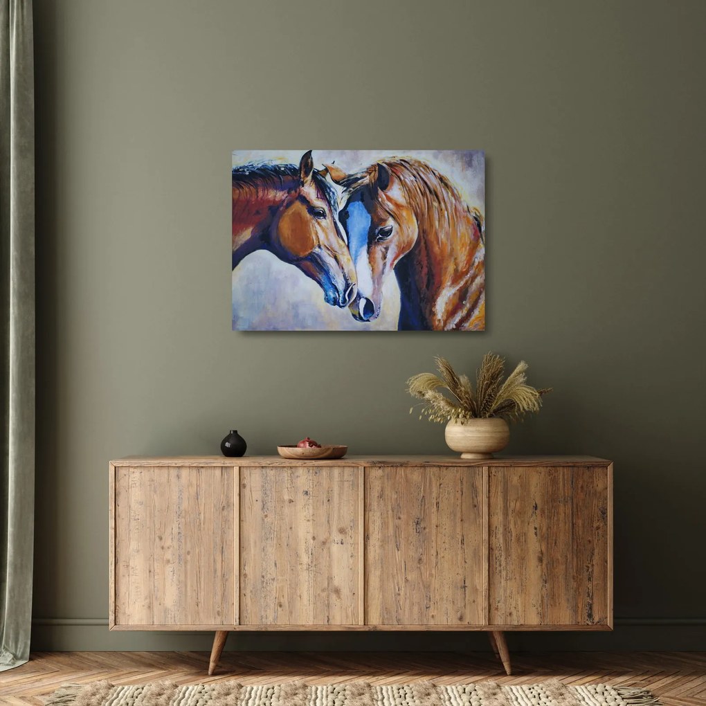 Kép - szerelmes lovak (üvegen) (70x50 cm)