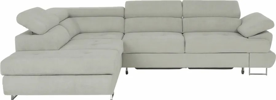 Ülőgarnitúra tárolóhellyel, világosszürke, szövet, balos, BUTON R