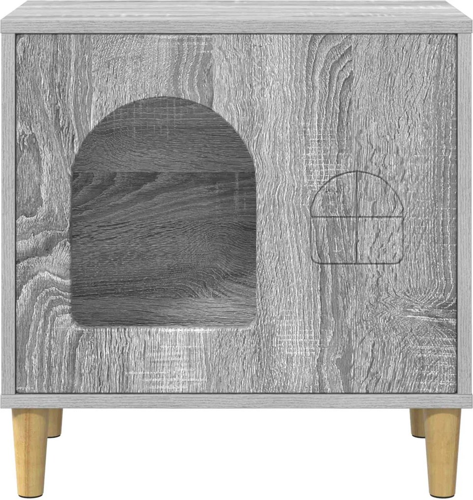 vidaXL Macska Ház Szürke Sonoma 51 x 30 x 52 cm Faanyag