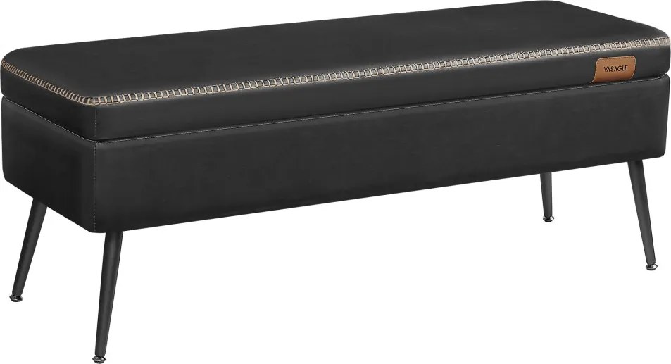 ECHO pad műbőr, ottomán, műbőr borítással, tintafekete 120x40x45cm