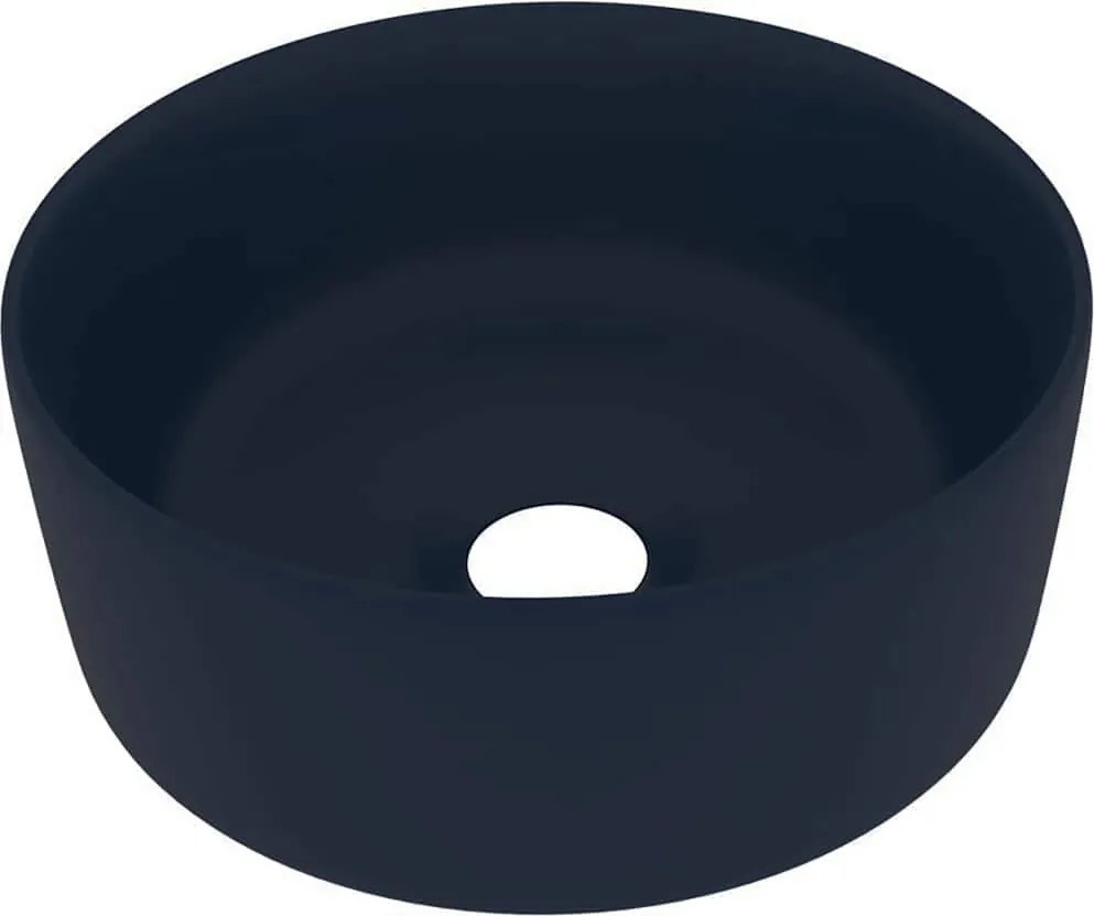 vidaXL kerek matt sötétkék kerámia luxus mosdókagyló 40 x 15 cm