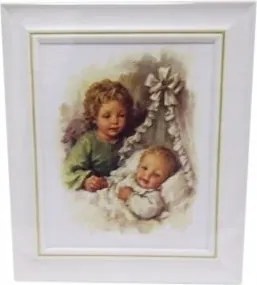 Vászonkép 27x32cm Őrangyal zöld ruha