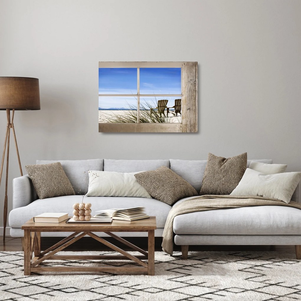 Üveg kép - A strandra néző ablak (70x50 cm)