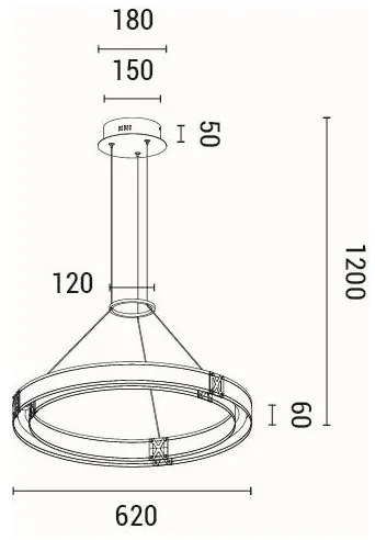 LED Csillár zsinóron LED/21W/230V 3000K 42x120 cm