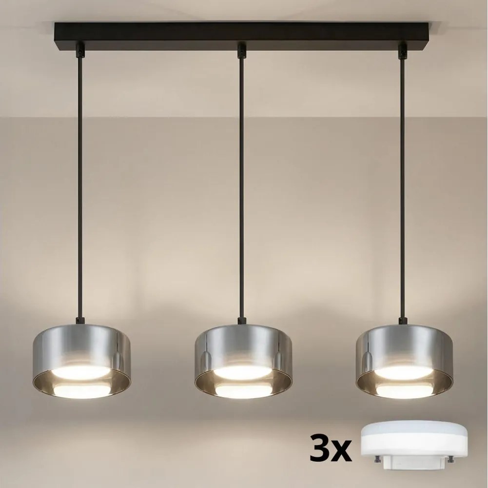 Brilagi - Kábeles csillár AURA LUX 3xGX53/30W/230V fekete/füstszínű