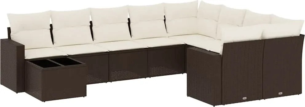 vidaXL 10 részes barna polyrattan kerti ülőgarnitúra párnákkal