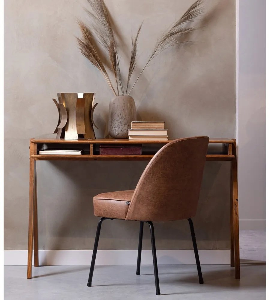 Konyakbarna bőr étkezőszék szett 2 db-os Vogue – WOOOD