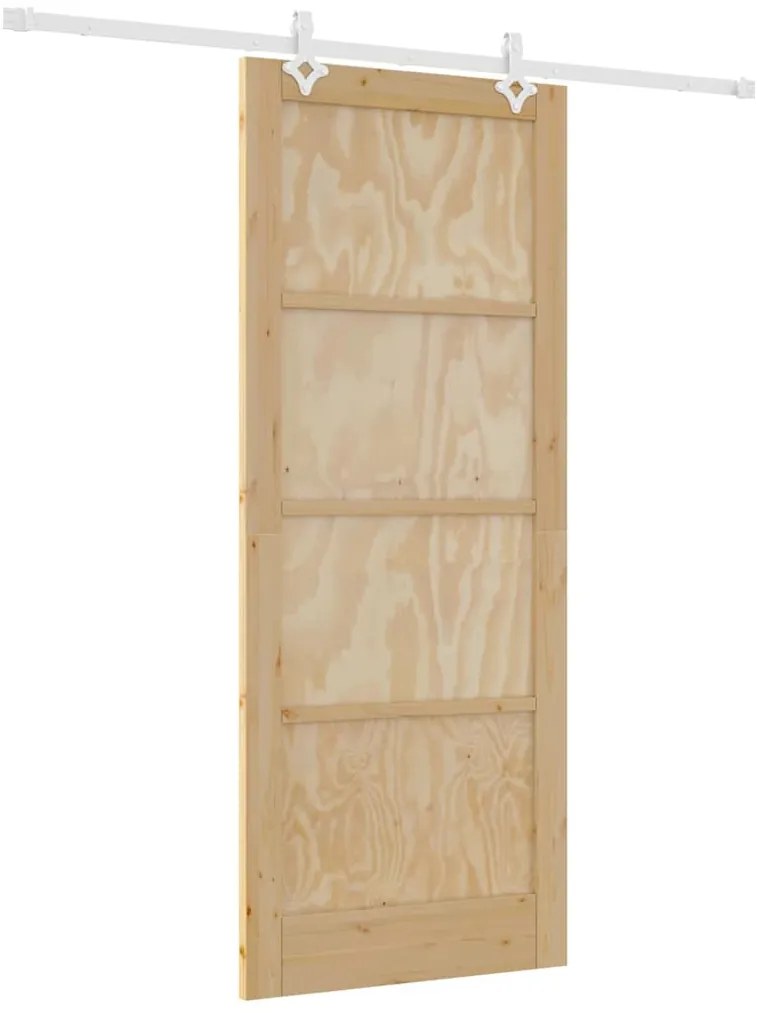 Tolóajtó Természetes és fehér 86 x 211 cm Tömör fenyő és acél
