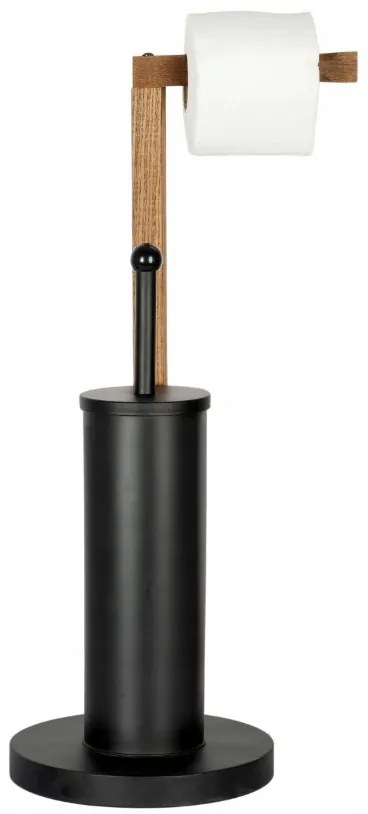 Erga Aurora Small Black, WC kefe fa WC papír tartóval 19x19x56 cm, barna-fekete, ERG-SEP-1340STLAZSBLA