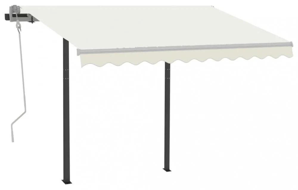 krémszínű kézzel kihúzható LED-es napellenző 3,5 x 2,5 m