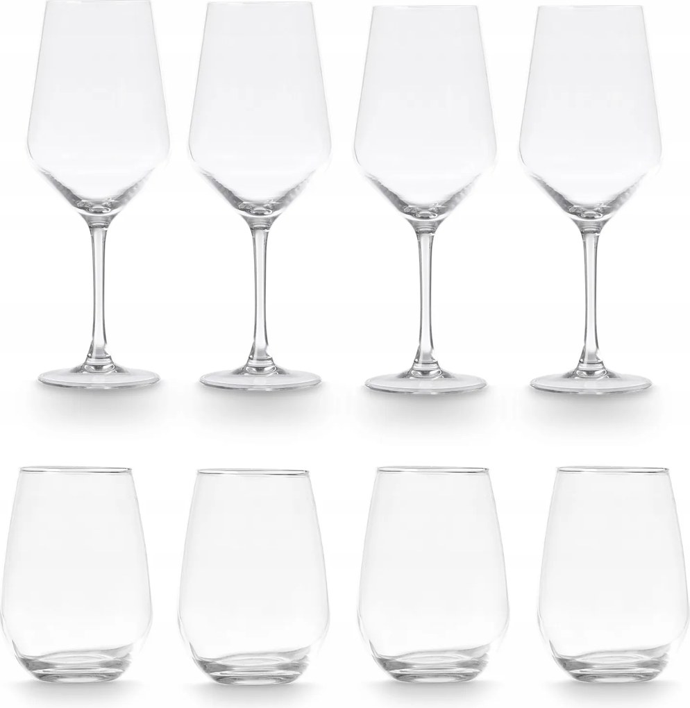 Pohár És Pohár Szett 8 Db Átlátszó Üveg 480 ML 620 ML