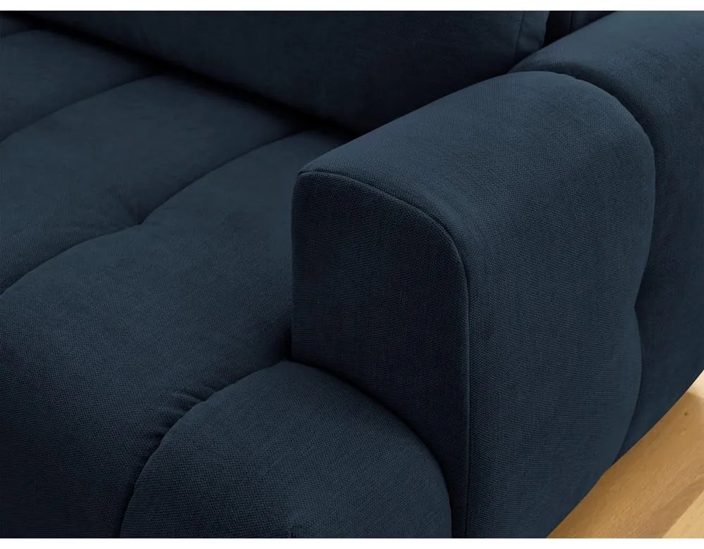 Sötétkék kinyitható-tárolóhelyes sarokkanapé (bal oldali-L alakú) Fuji – Bobochic Paris