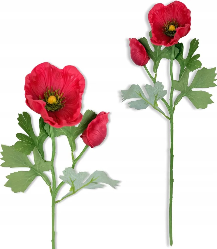 Mák Ág Piros Mákvirágok 44 cm Művirágok vázába Élő