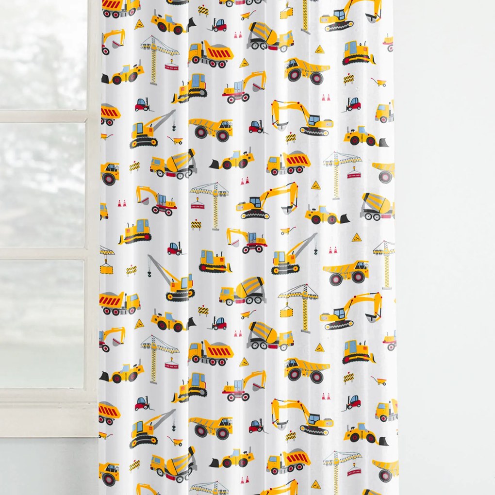 Goldea pamut gyerekfüggöny - teherautók és kotrógépek 220x150 cm