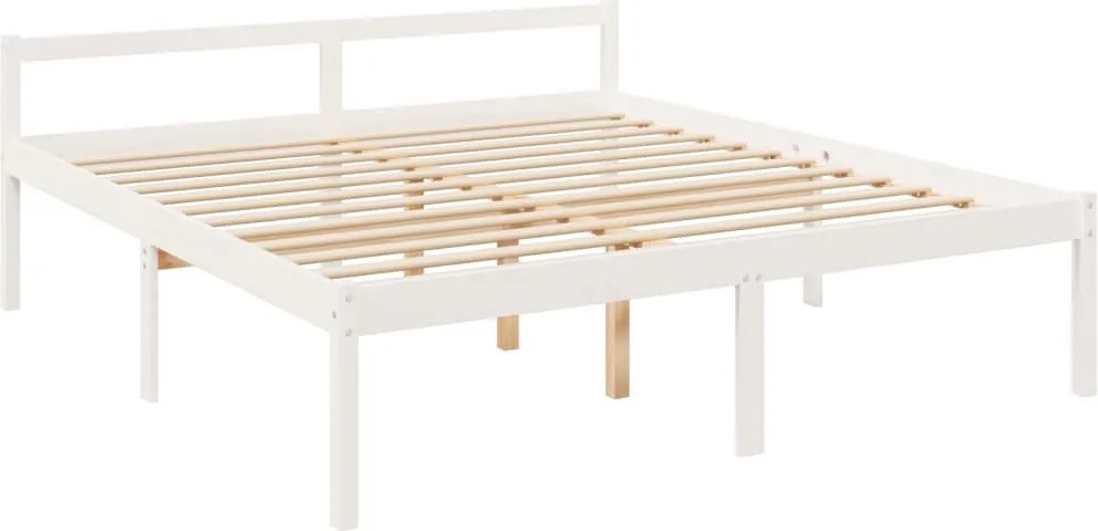 Super King Size fehér tömör fenyőfa ágy időseknek 180 x 200 cm