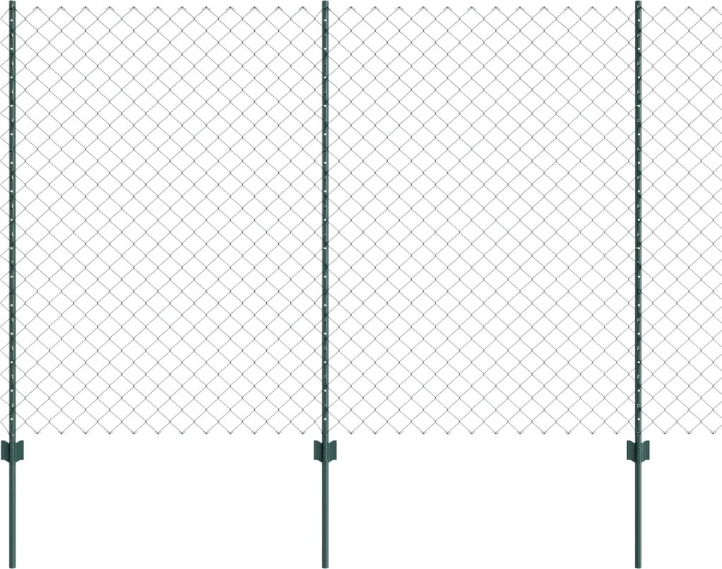 vidaXL Kerítés oszlopokkal Zöld 1,5 x 10 m Acél és PVC