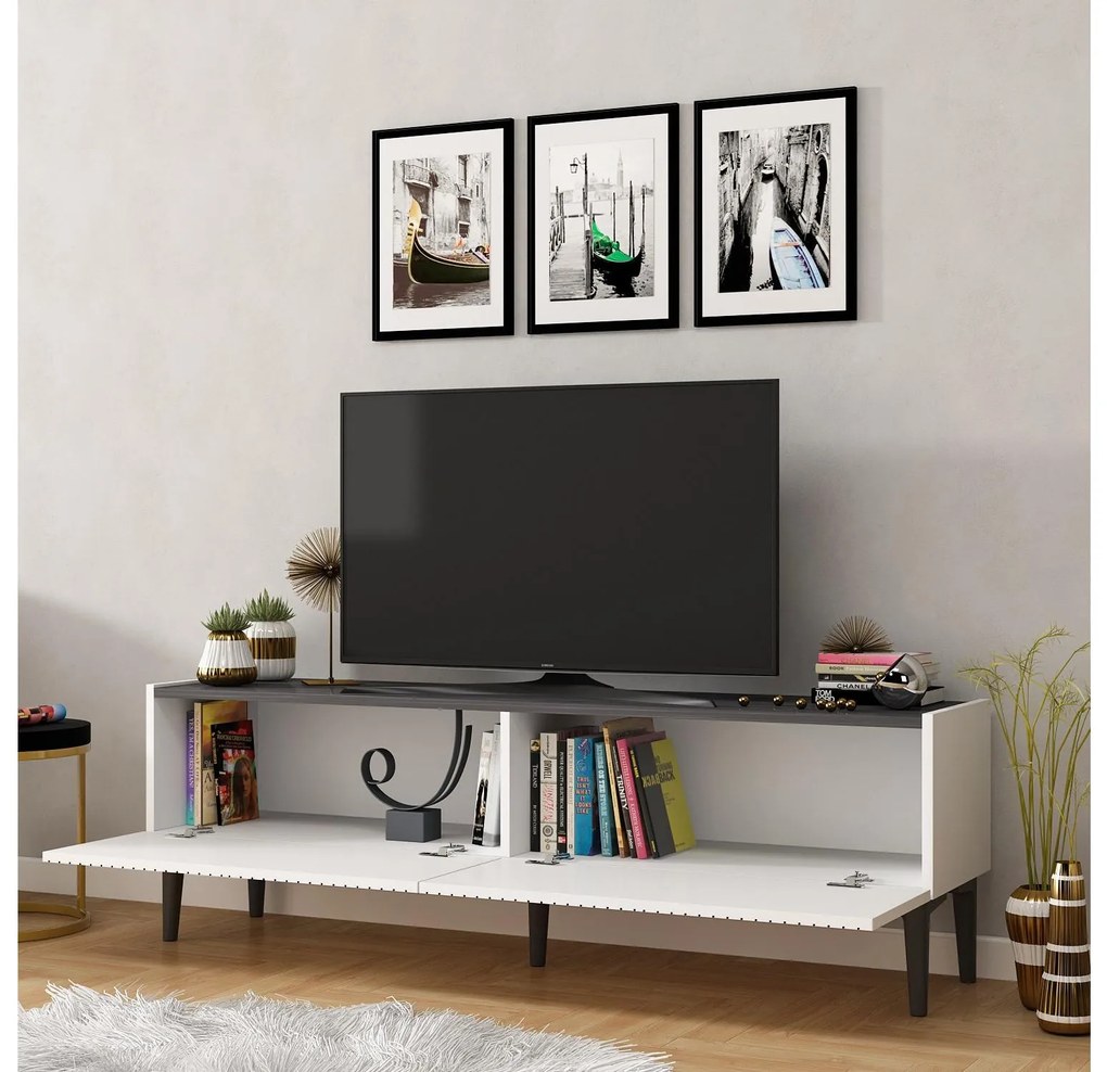 TV asztal/szekrény Tomune 4 (fehér + fekete) . Akció -23%. 1095229