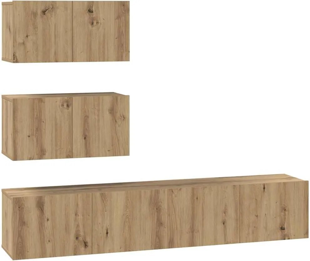 vidaXL TV szekrény garnitúra 4 pcs Artisan tölgy Faanyag