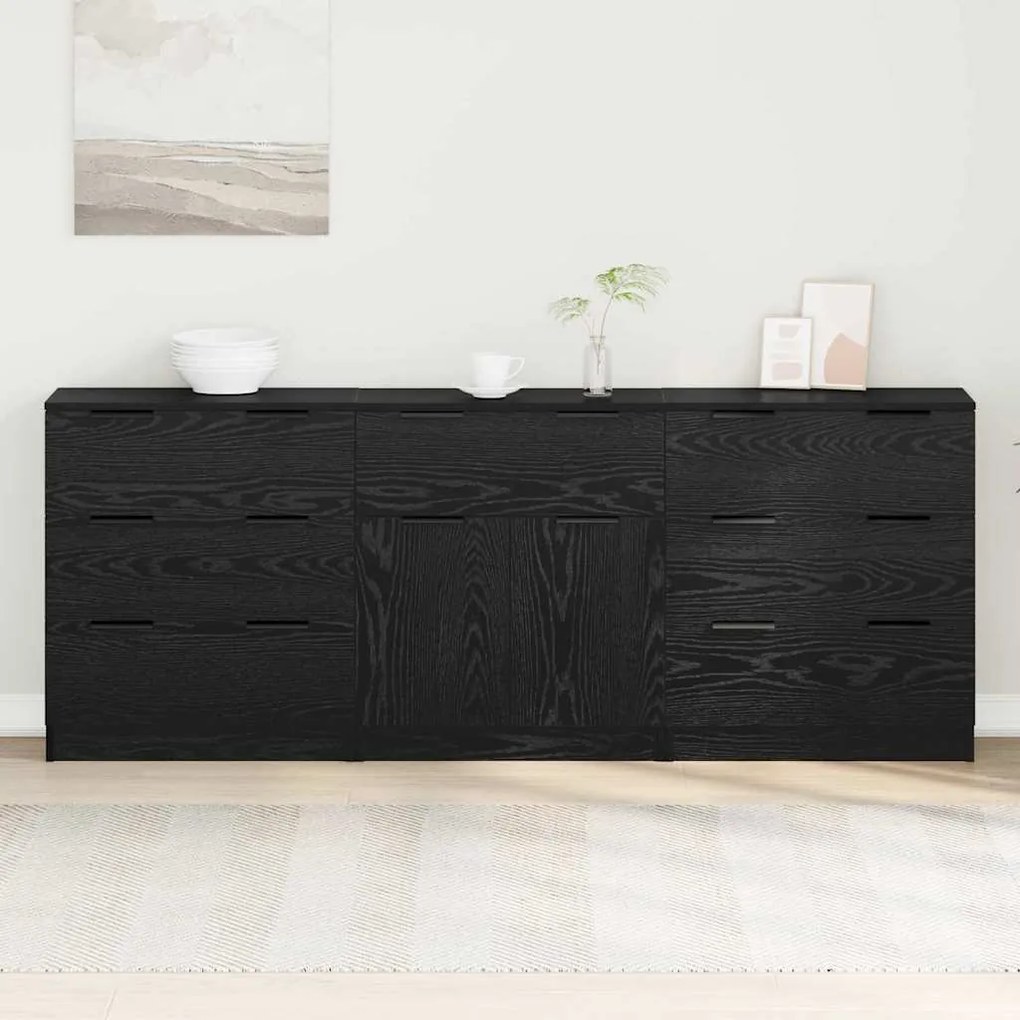 Széf fiókkal 3 pcs Musta tammi 60 x 30 x 70 cm Faanyag