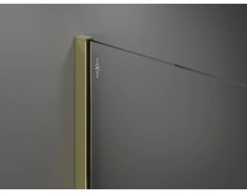 Mexen Kioto zuhanyparaván WALK-IN 8mm, 130x200 cm, átlátszó üveg / arany profil, 800-130-101-50-00