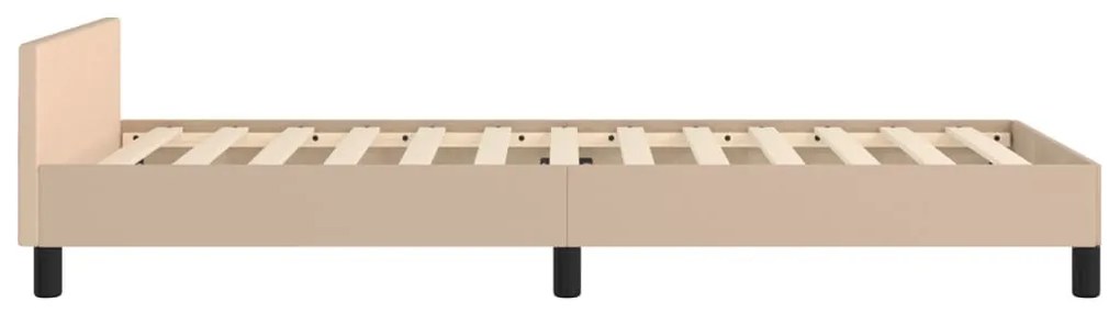 cappuccino színű műbőr ágykeret fejtámlával 90 x 200 cm