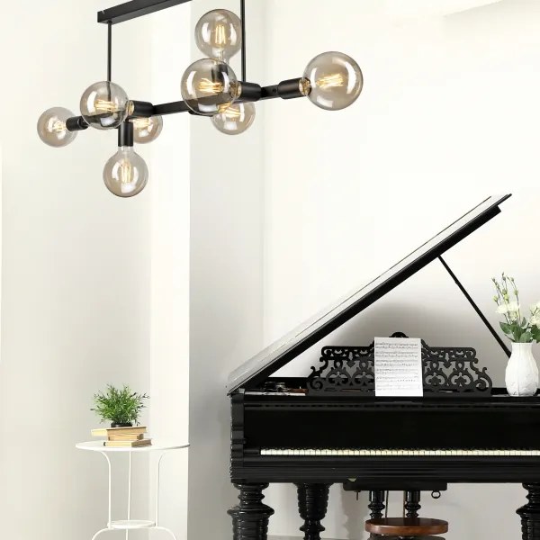 Csillár rúdon ASTRID 8xE27/60W/230V fekete