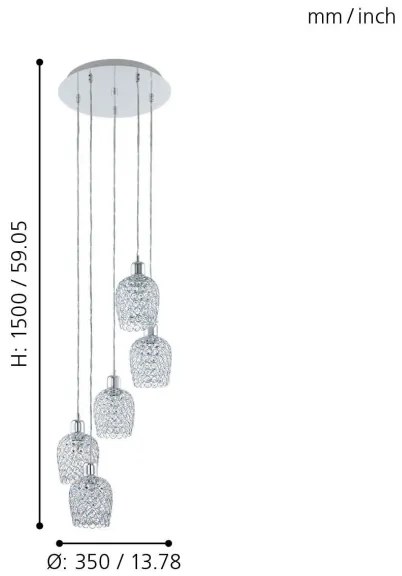 Eglo 94898 - Csillár zsinóron BONARES 1 5xE27/60W/230V
