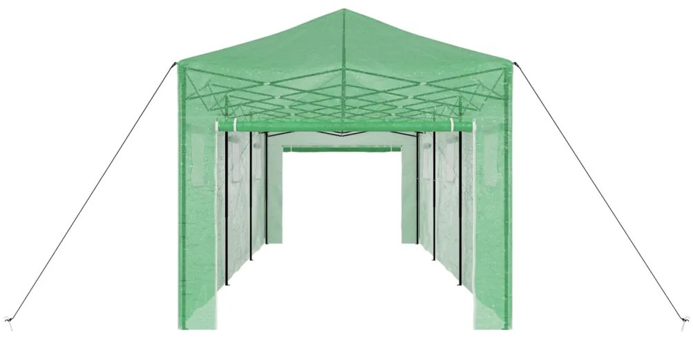 Sétáló Üvegház Felpattintható Kerettel – Zöld, 870 x 290 x 315 cm, acél
