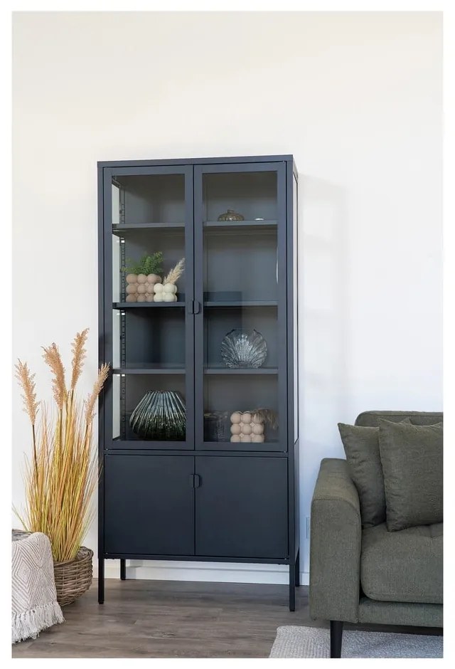 Fekete fém tálalószekrény 80x180 cm Brisbane – House Nordic