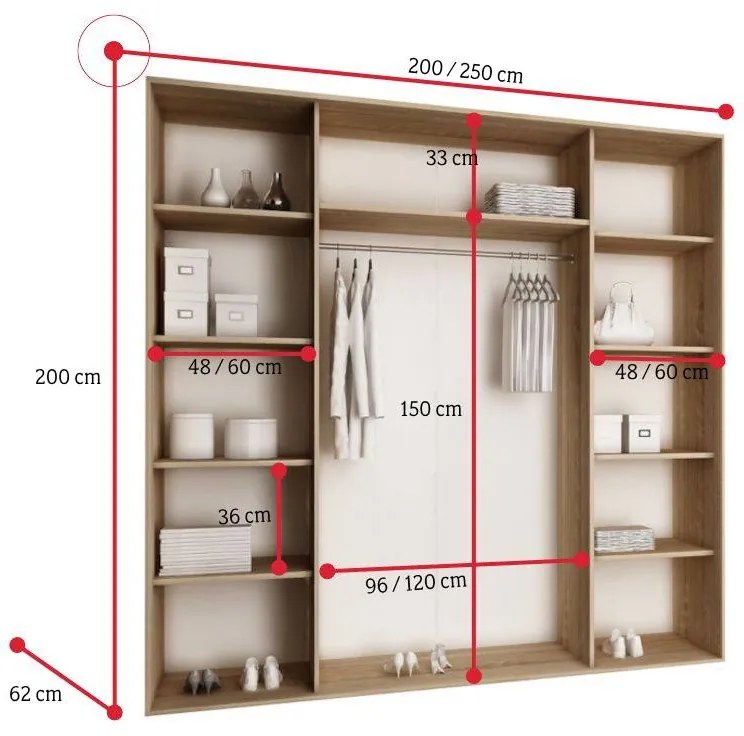 AFILA 150 ruhásszekrény, 150x200x62, sötét hamu
