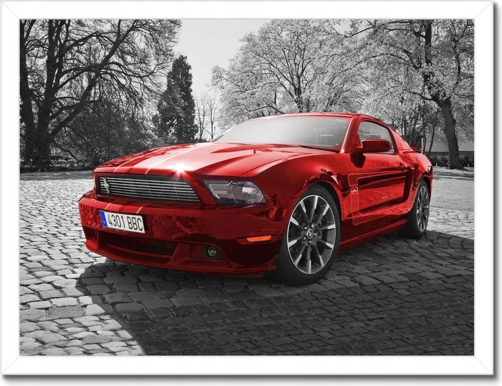Poszterek keretben 40x30 Piros Mustang