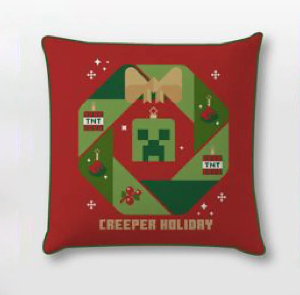 Minecraft Creeper Holiday Karácsonyi párnahuzat 40x40 cm Velúr