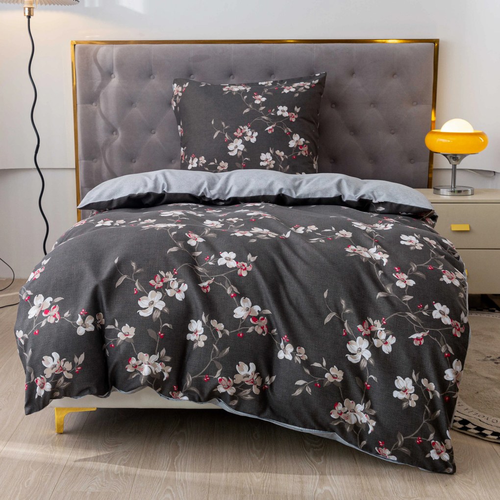 BLOSSOM szürke mikroszálas flanel ágyneműhuzat Ágyneműhuzat mérete: 70 x 90 cm | 140 x 200 cm