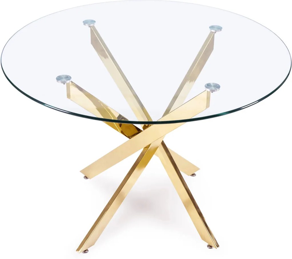 Elegáns Étkezőastzal Üveg/Arany. SALLO 110 cm