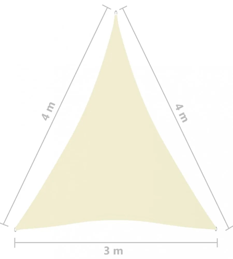 krémszínű háromszögű oxford-szövet napvitorla 3 x 4 x 4 m