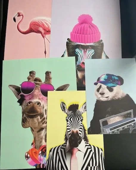 Poszter szett Állatos Művészet 3×A3 2×A4 keret nélkül fali dekoráció