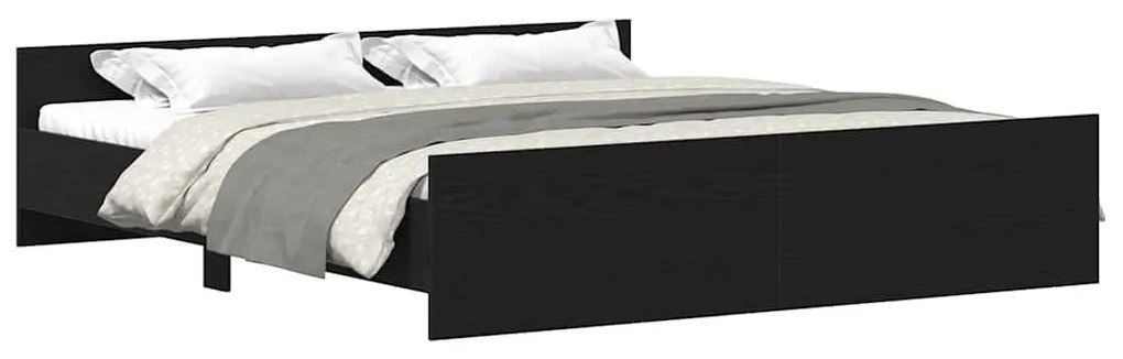 fekete tölgy színű szerelt fa ágykeret matrac nélkül 200x200 cm