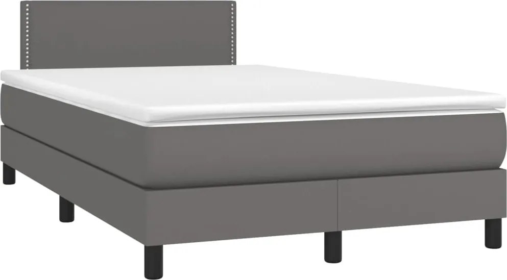 vidaXL szürke műbőr rugós ágy matraccal 120x190 cm