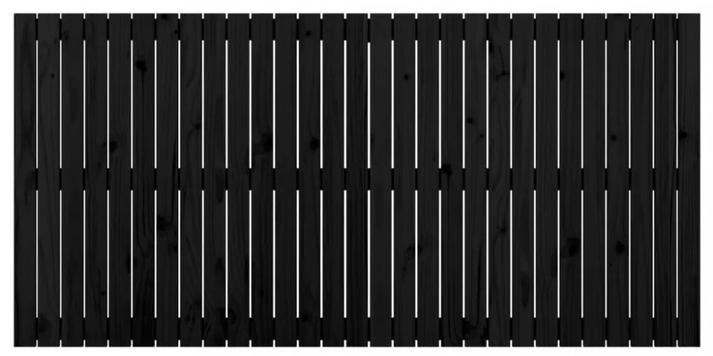 fekete tömör fenyőfa fali fejtámla 185x3x90 cm