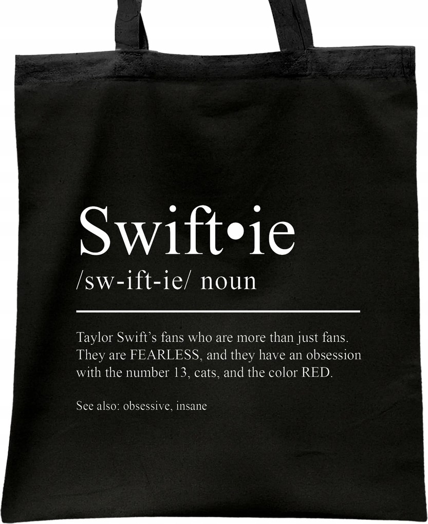 Taylor Swift fekete pamut bevásárló táska rajongóknak Ajándék