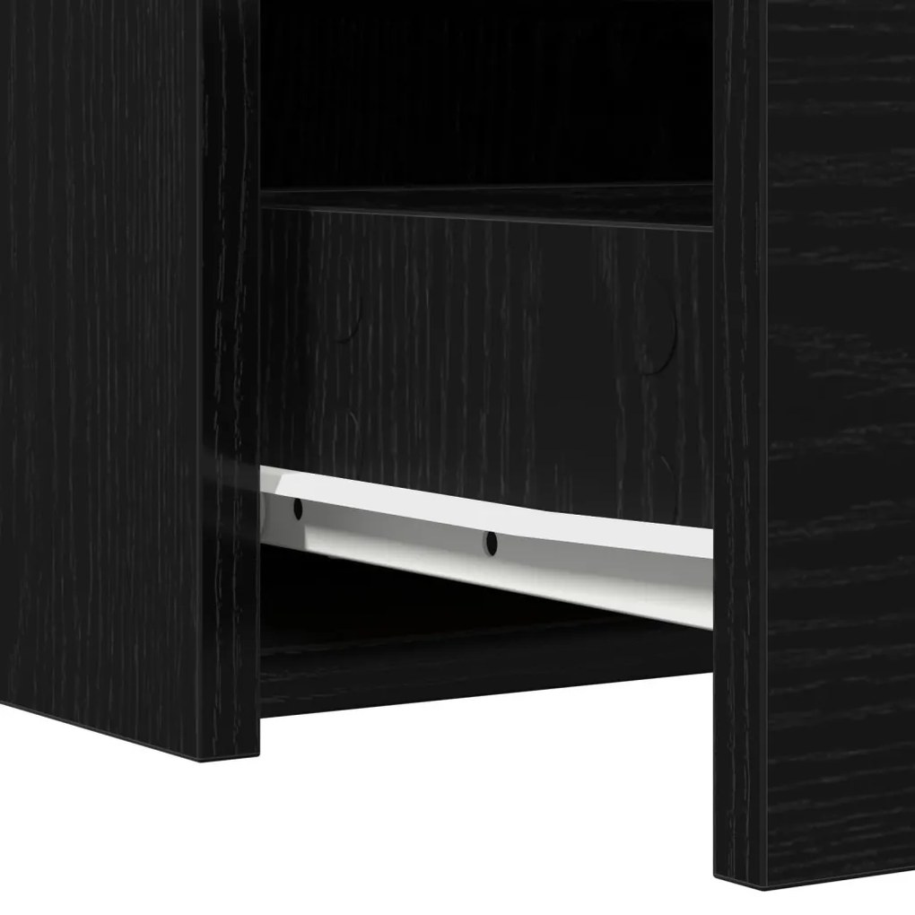 vidaXL Öltözködőasztal tükör lámpákkal Fekete 60 x 40 x 70 cm Faanyag