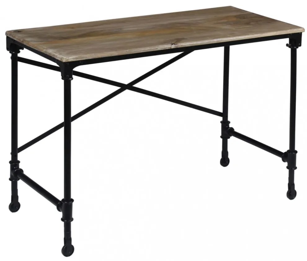 vidaXL tömör mangófa és acél íróasztal 110 x 50 x 96 cm