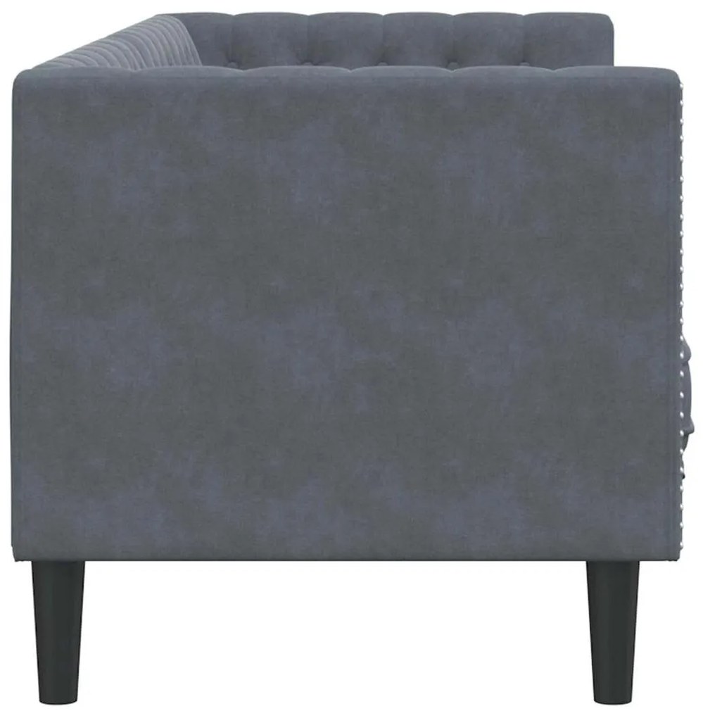 Chesterfield kanapé Sötétszürke 194 x 74.5 x 70.5 cm Bársony