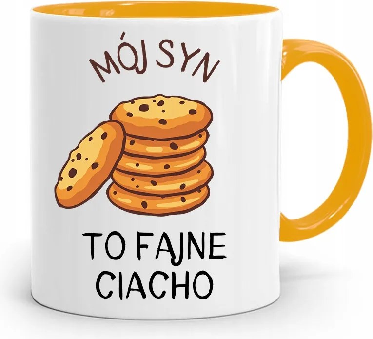 Sárga Bögre Ajándék Fiamnak Hűvös Sütemény nyomott mintával