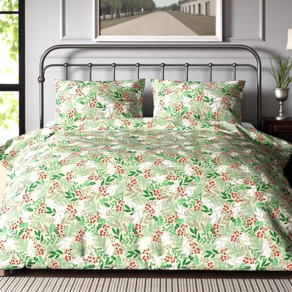 FLANEL mintájú ágyneműhuzat Homa BRES GREEN 140x200 cm