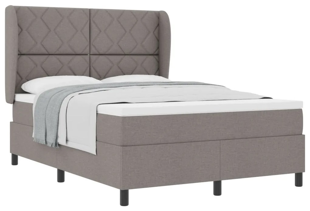 Boxspring Ágy Matraccal - Taupe, 140x200 cm, Szövet
